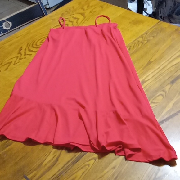 SUSANA MONACO Womens  DRESS Medium NEW RED ORANGE Morello Flutter Hem - Picture 3 of 7